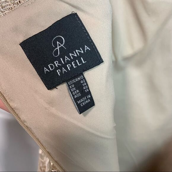 Adrianna Papell Champagne Gold Lace Sheath Dress - Picture 9 of 10